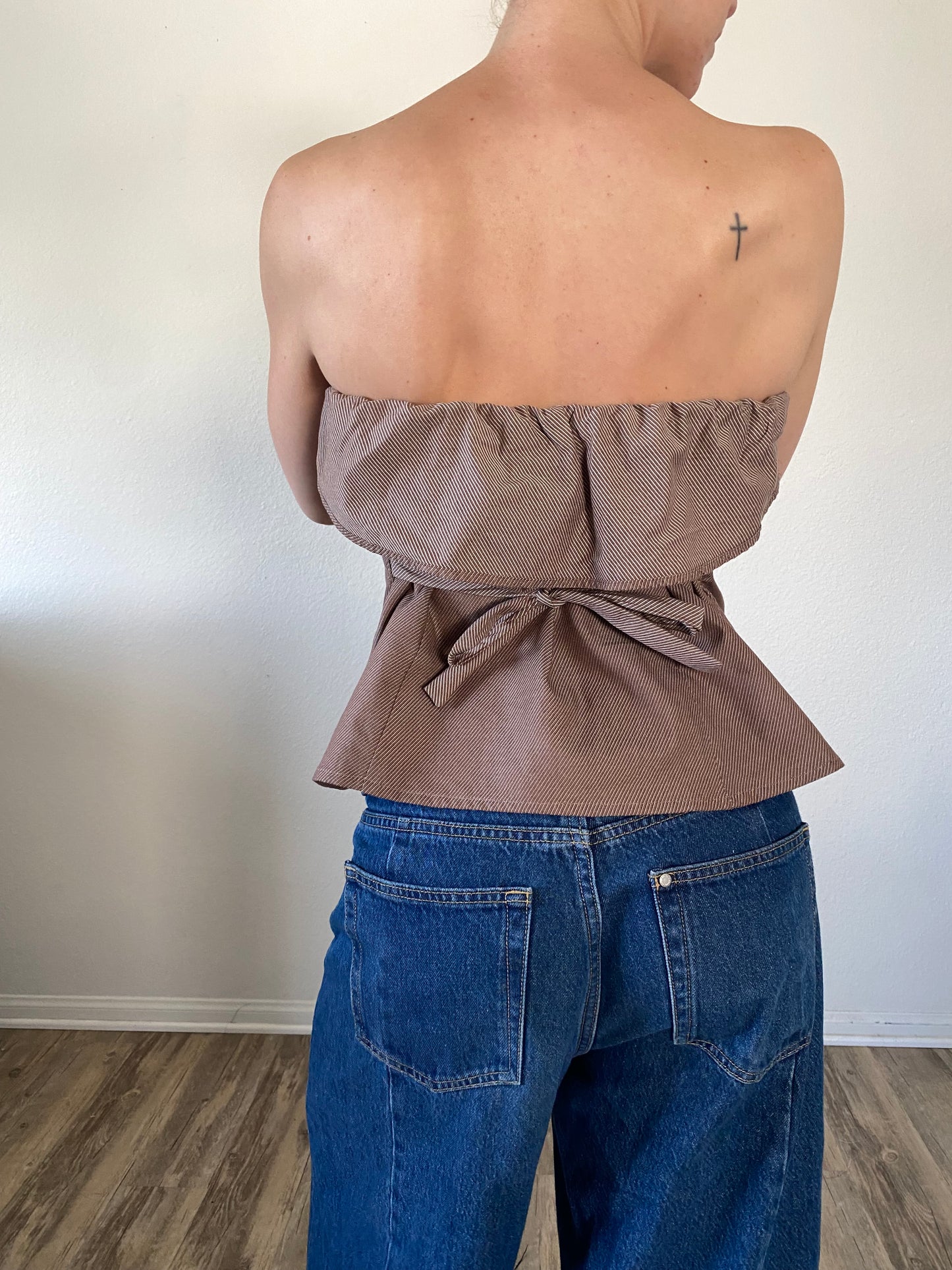 The Camille Top / Milk Chocolate Stripes / Medium