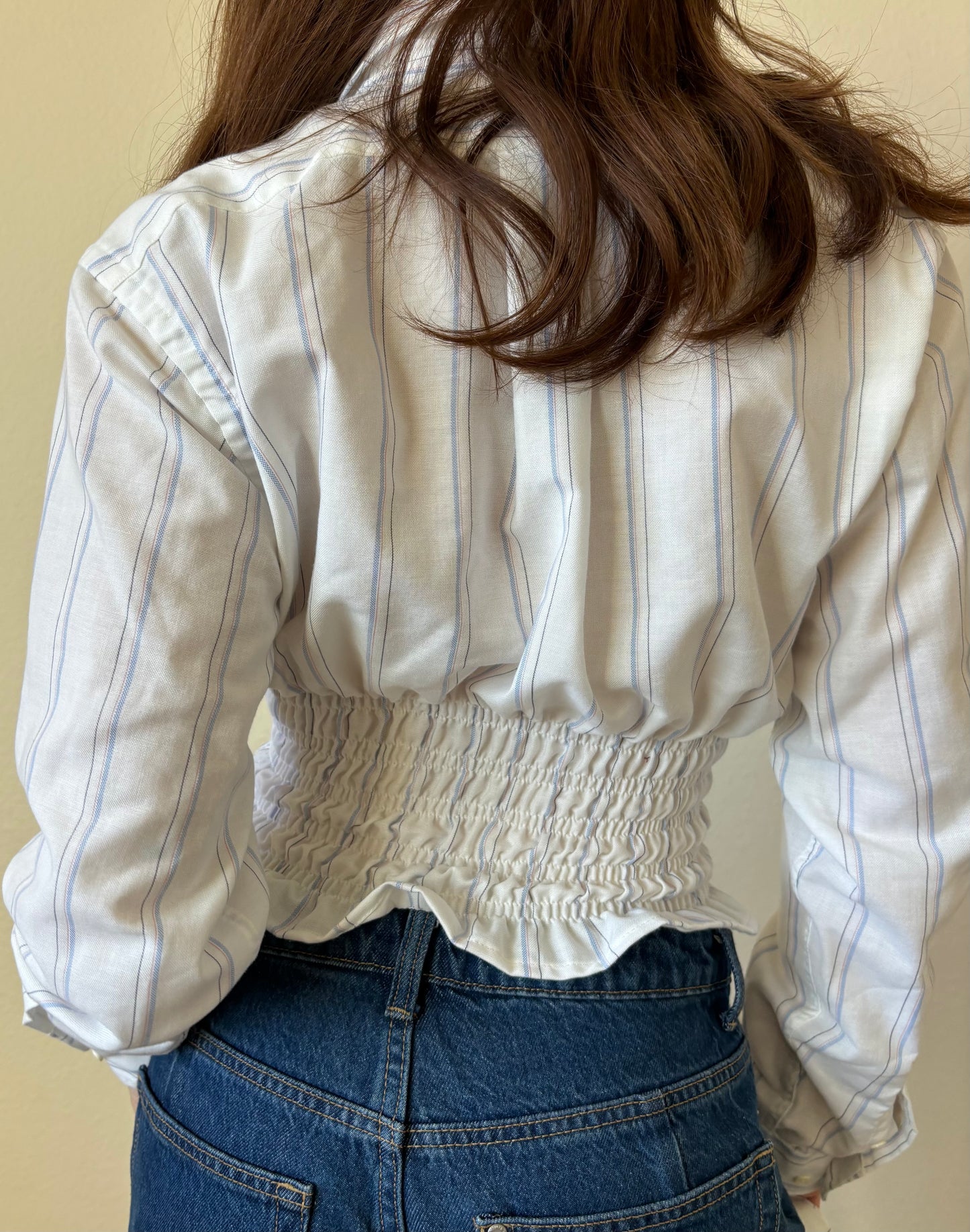 Marielle Top / WHITE with Pink & Blue Stripes / S