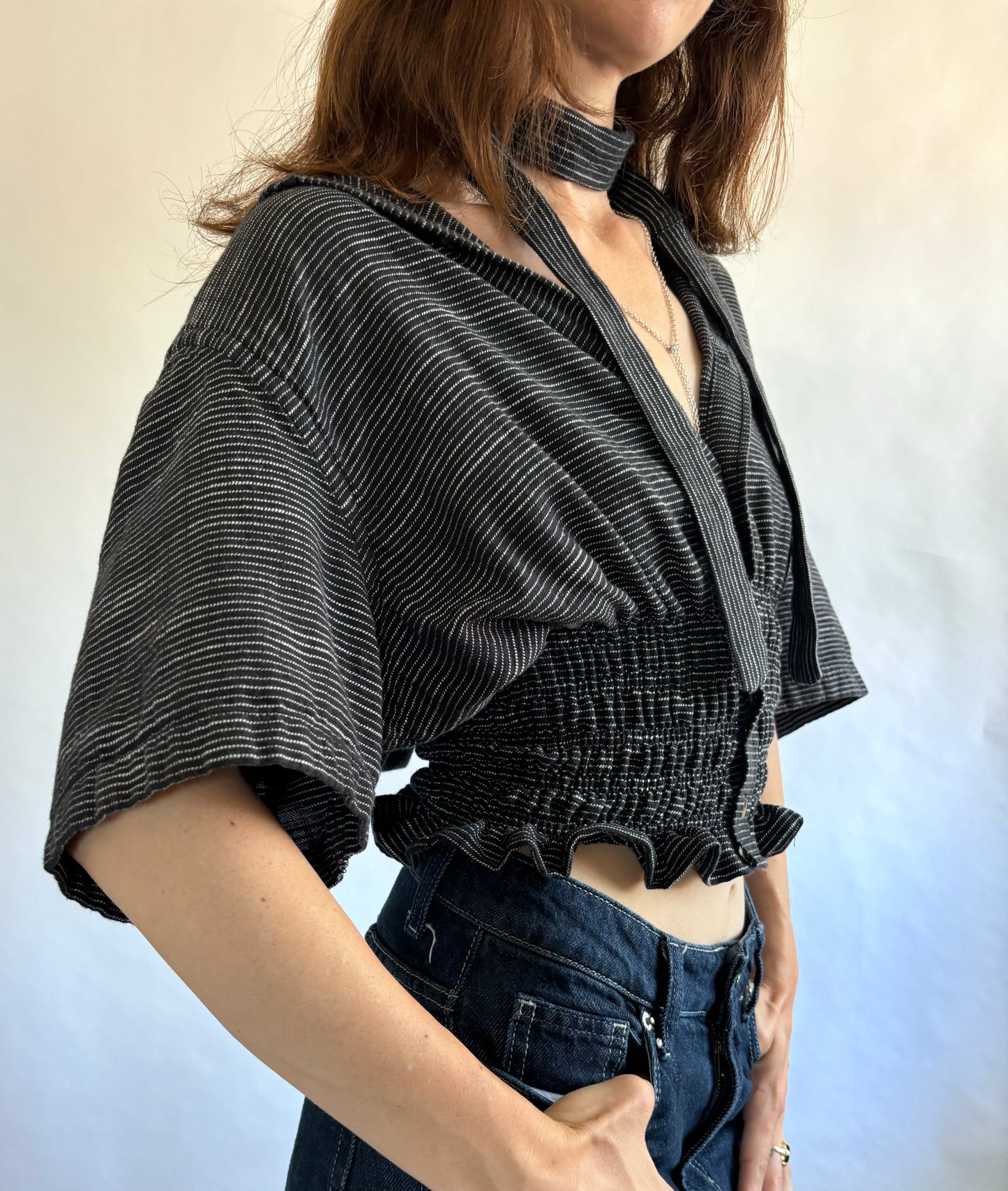 Marielle Top / Black Stripes Short Sleeve/ M