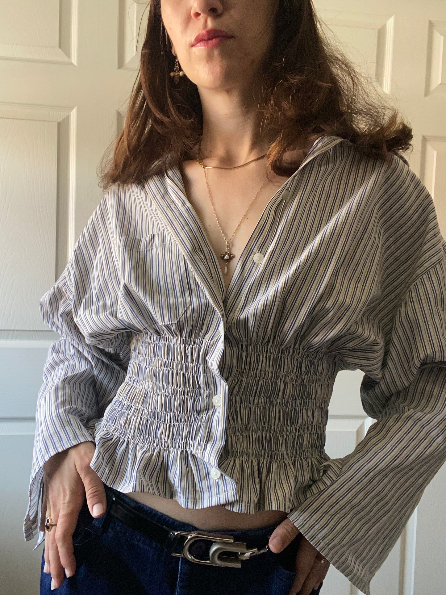 Marielle Top Light Earth Tone Stripes M