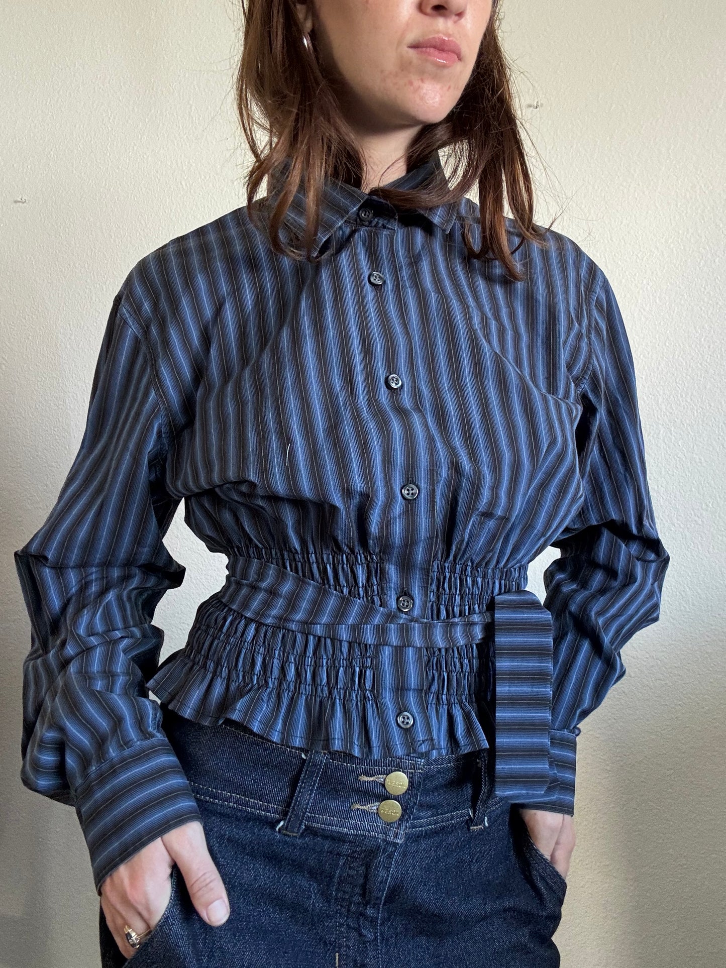 Marielle Top / Blue & Black Stripes