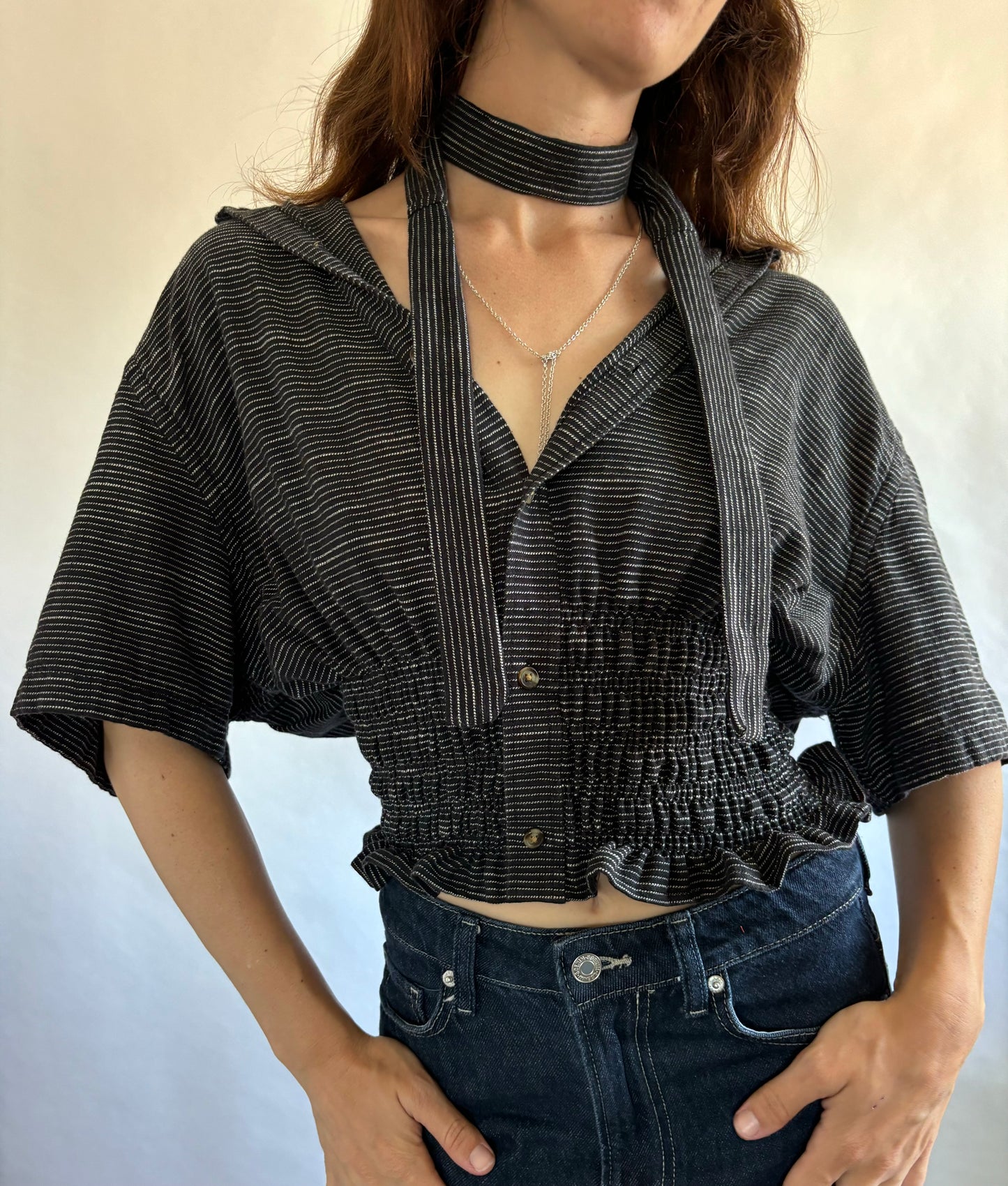 Marielle Top / Black Stripes Short Sleeve/ M