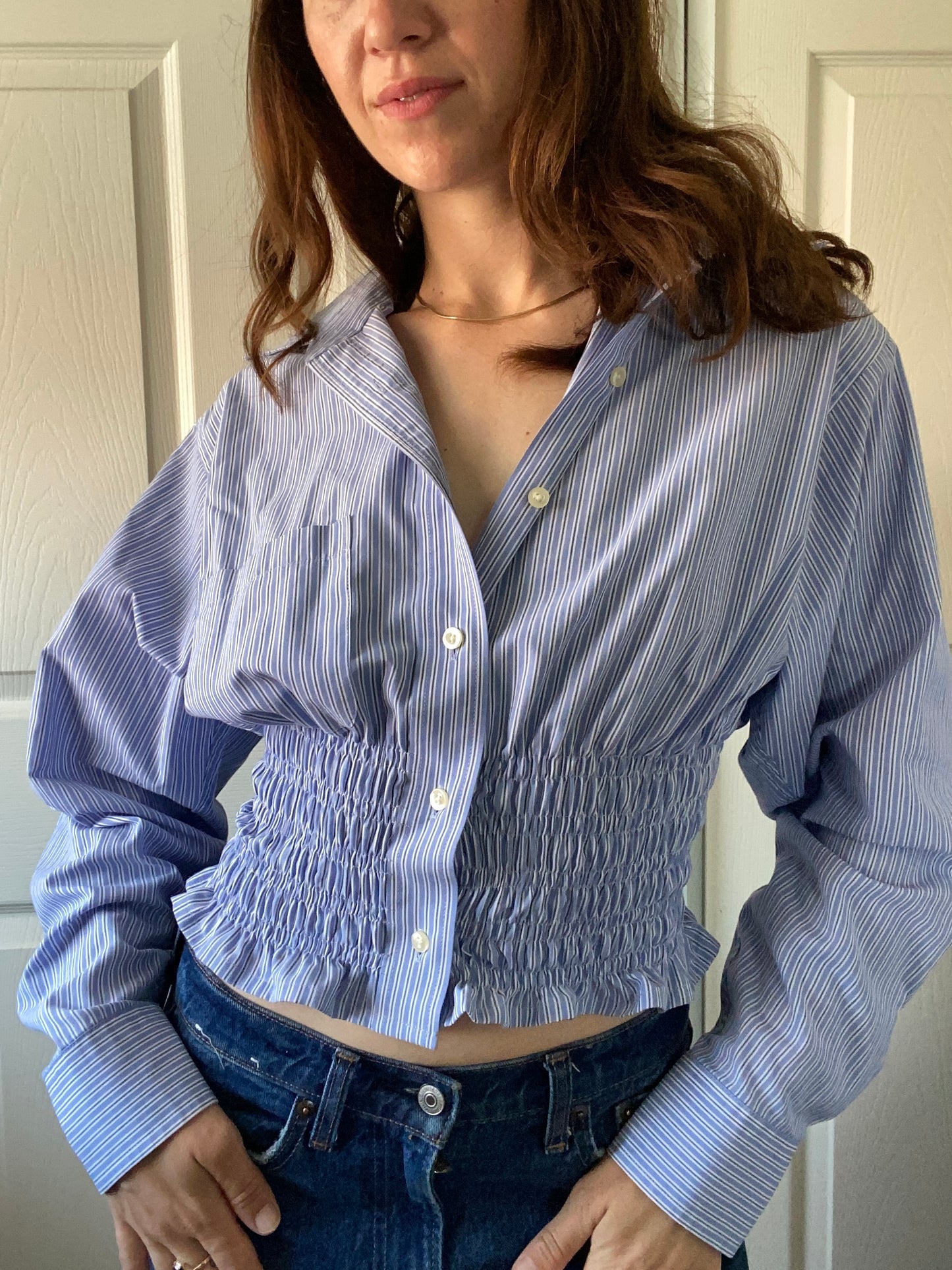 Marielle Top Light Blue Stripes M