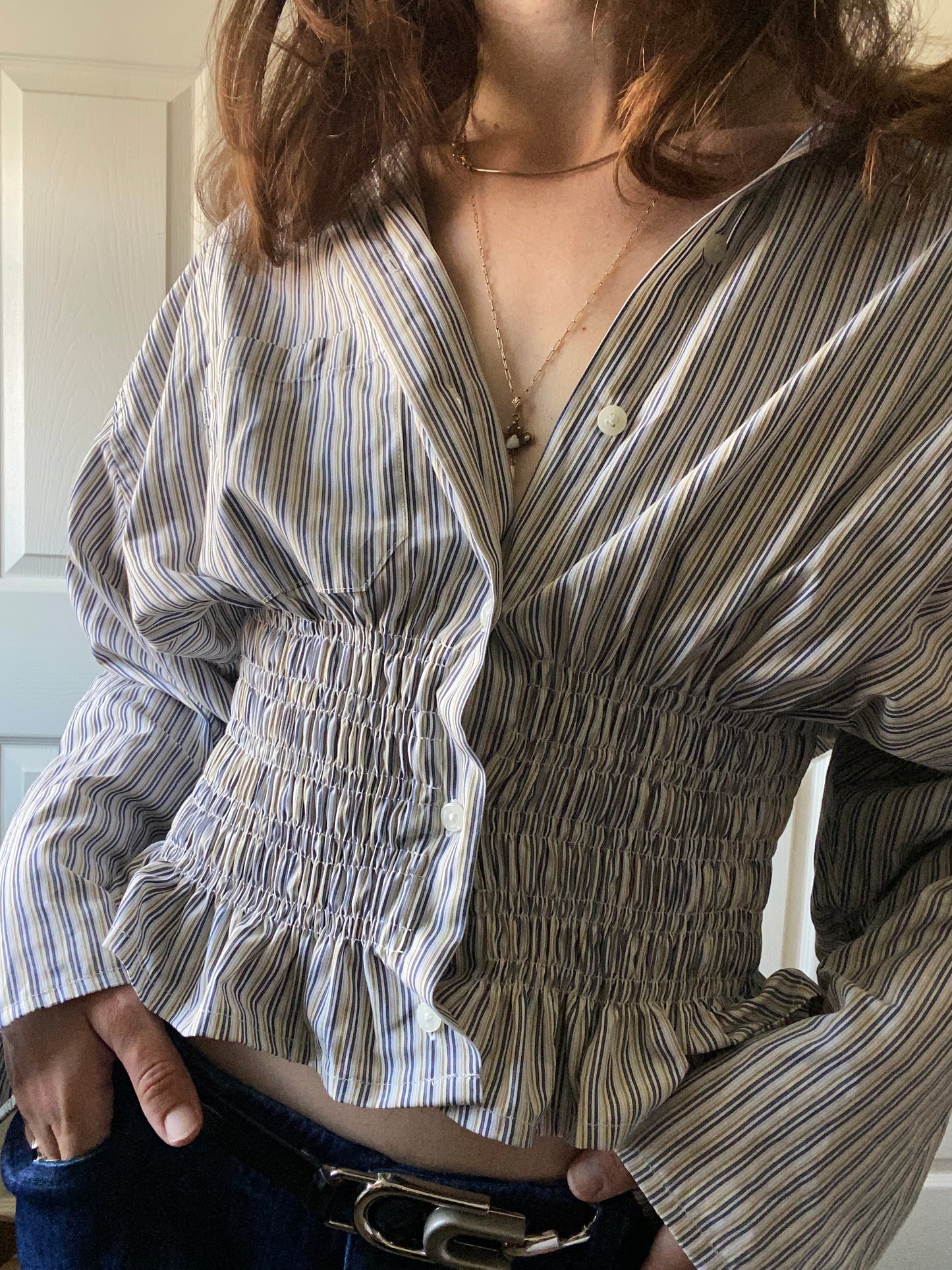 Marielle Top Light Earth Tone Stripes M