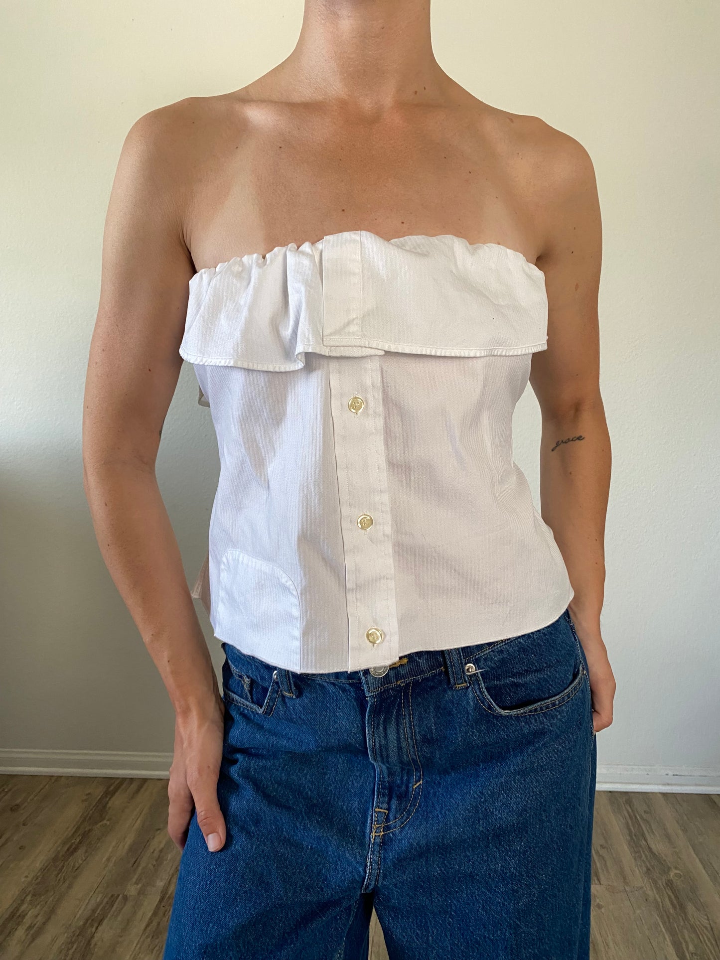 The Camille Top / White Rose/ Medium