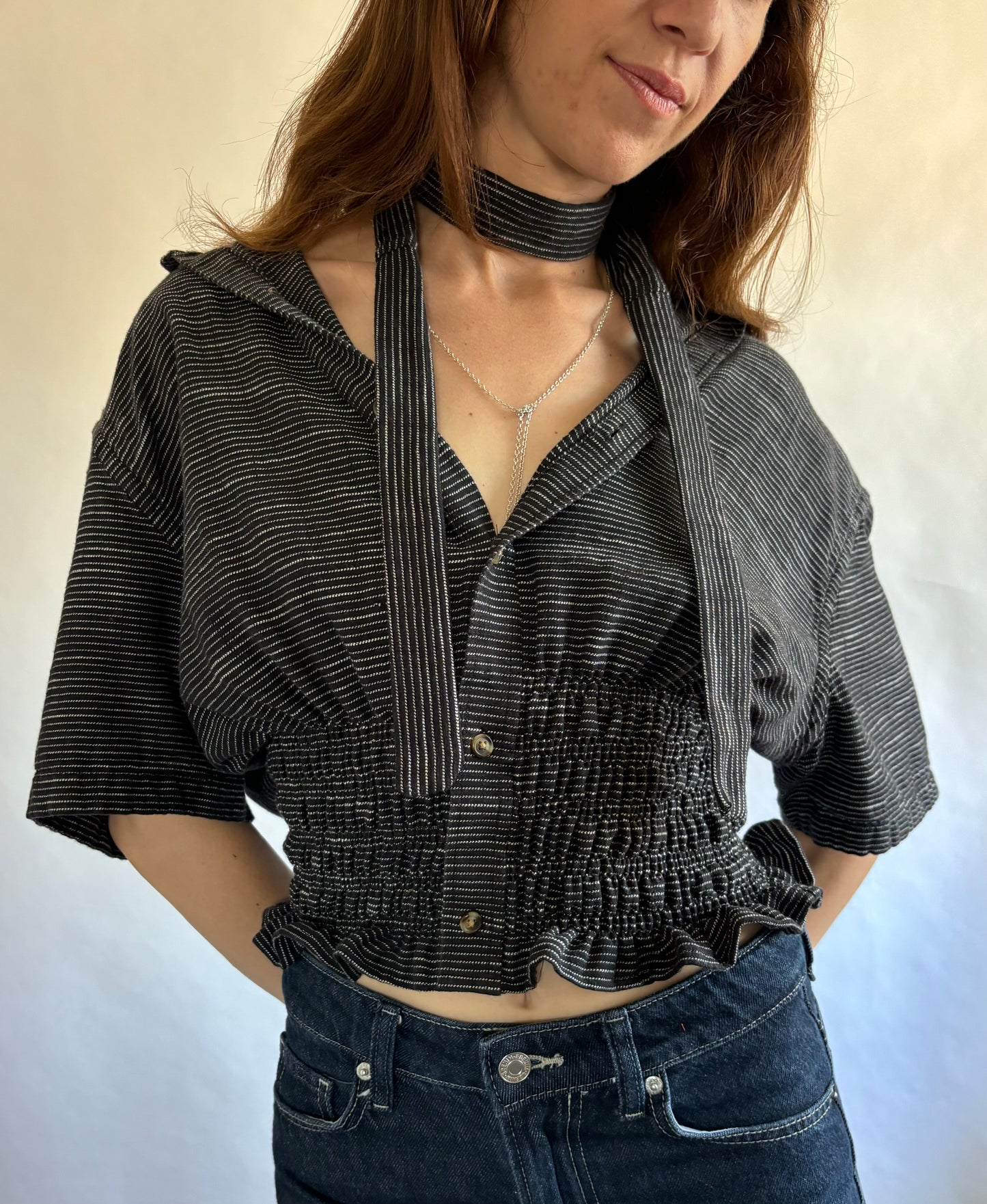 Marielle Top / Black Stripes Short Sleeve/ M