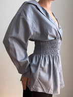 Elodie Top in Gray Sheen Stripes (M/L)