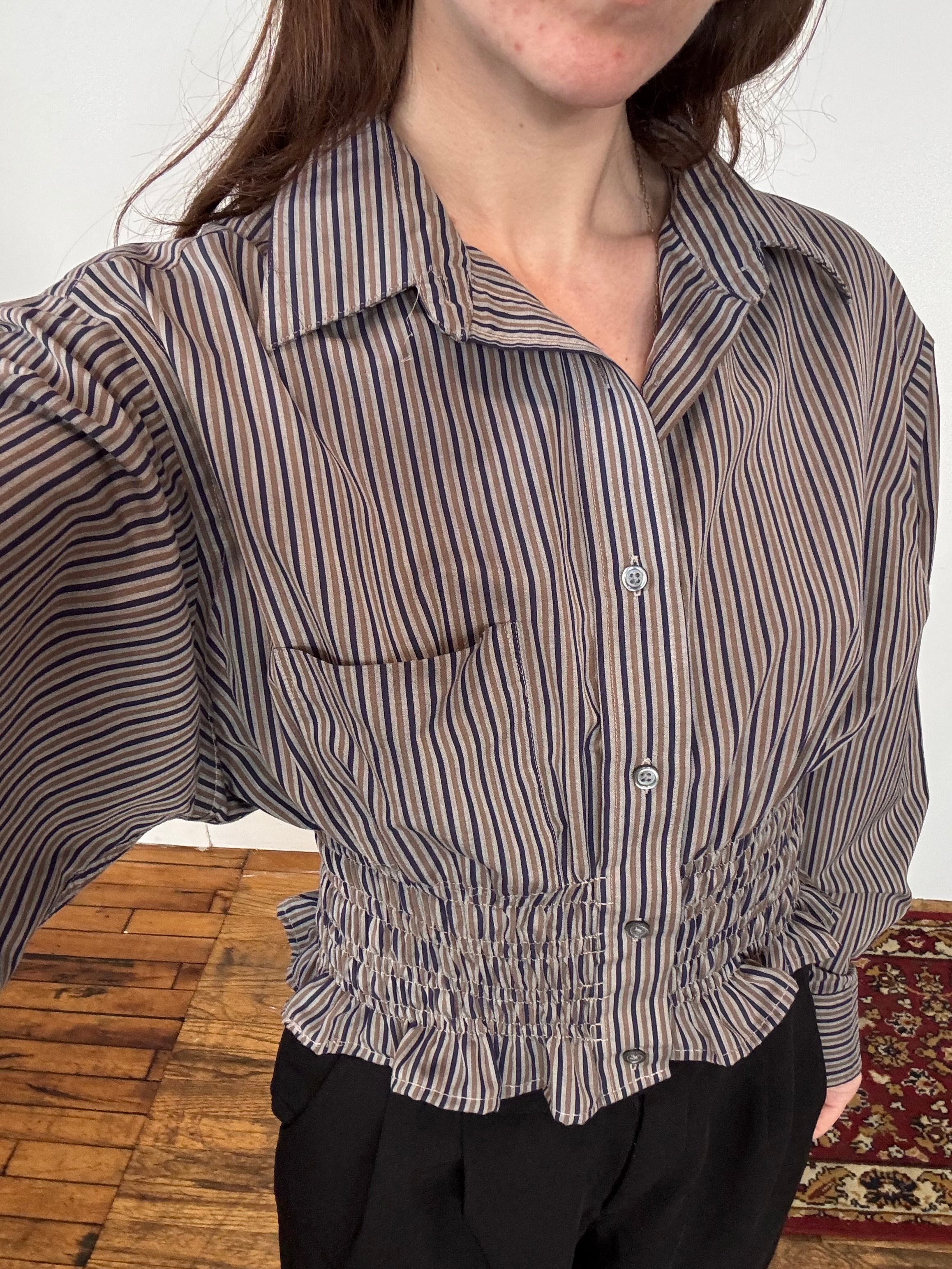 Marielle Top / Brown Navy Stripes / SM