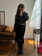 MARIELLE TOP in Black Stripes with Silver Thread (S/M)