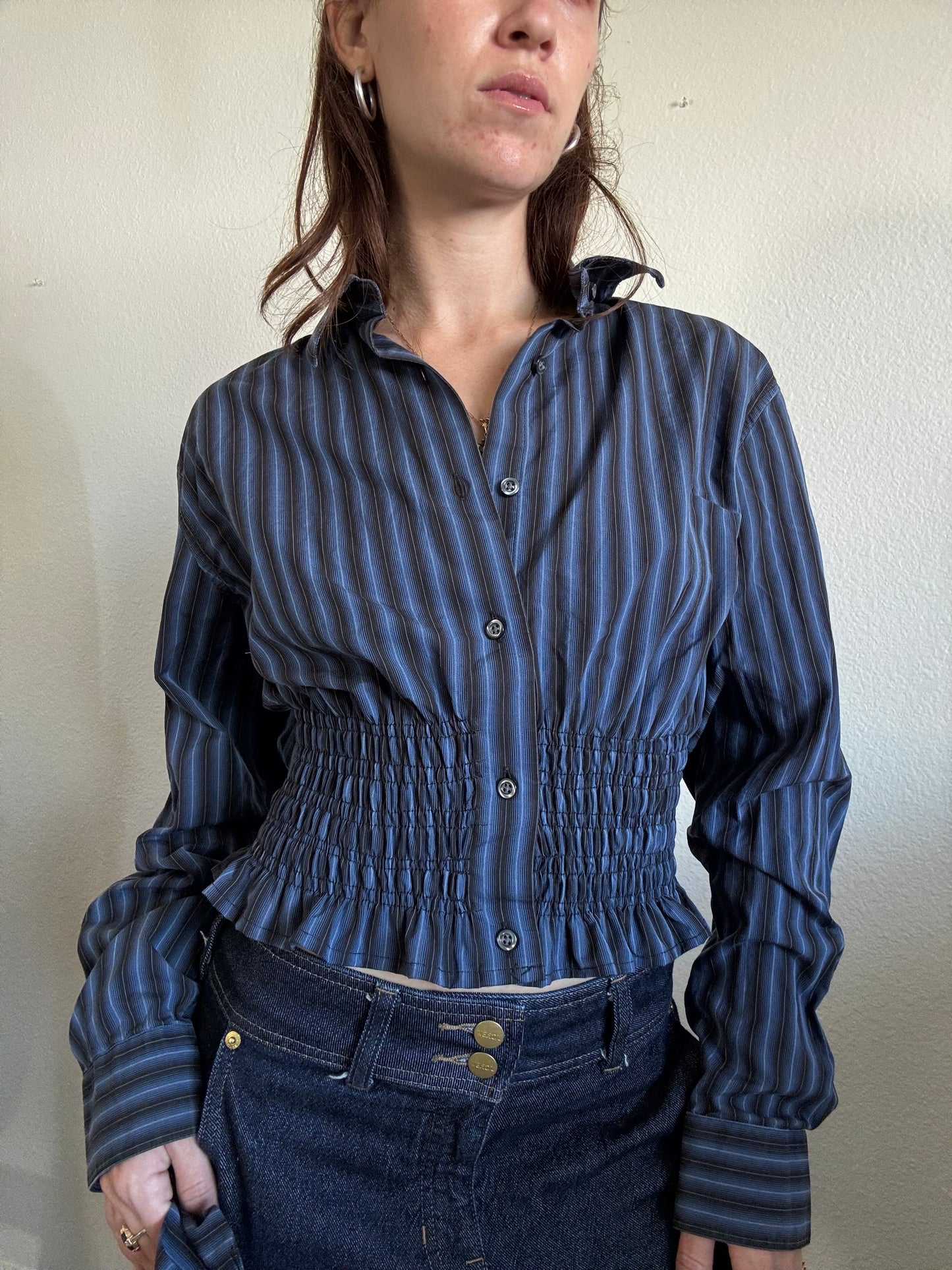 Marielle Top / Blue & Black Stripes