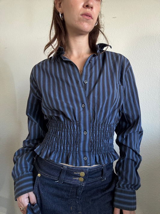 Marielle Top / Blue & Black Stripes