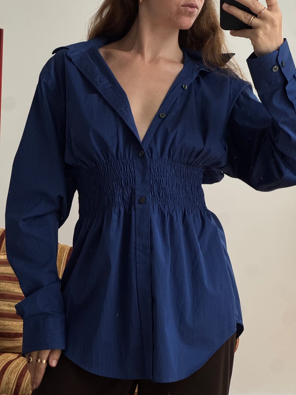 Elodie Top in Blue Stripes (M)