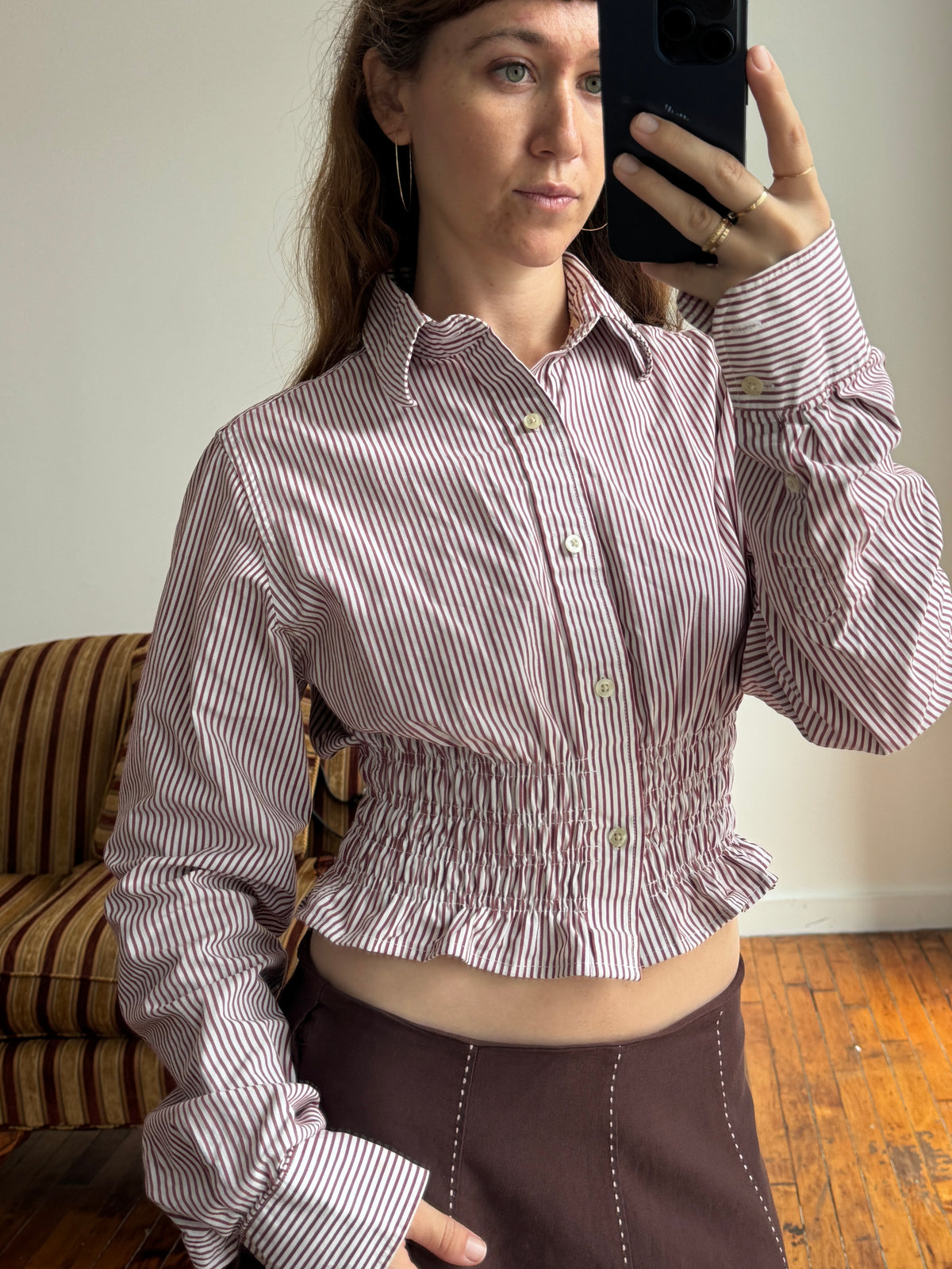 MARIELLE TOP in Raspberry Stripes (XS/S & Short Torso)