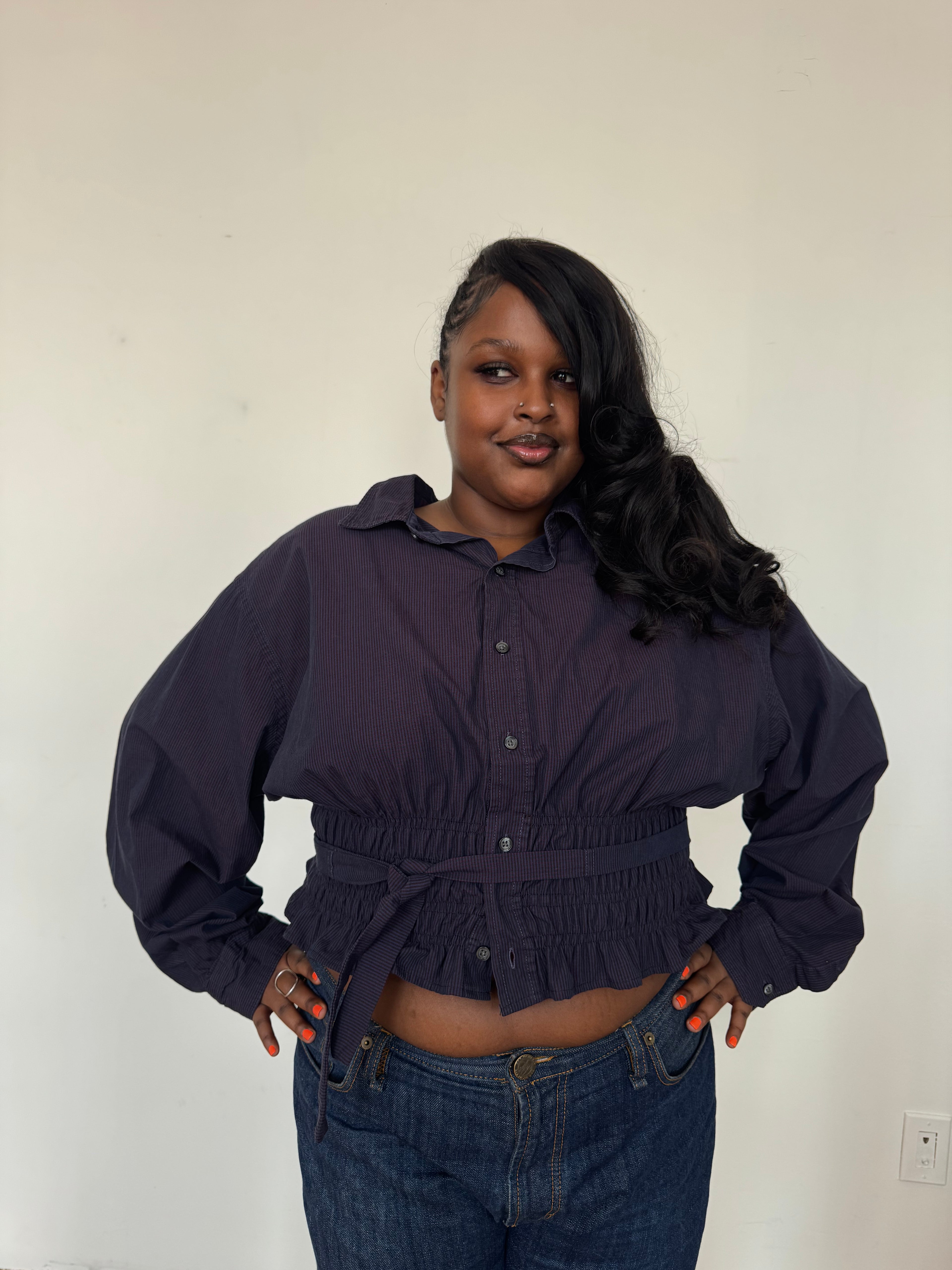 Marielle Top / Purple Check 1X-2X