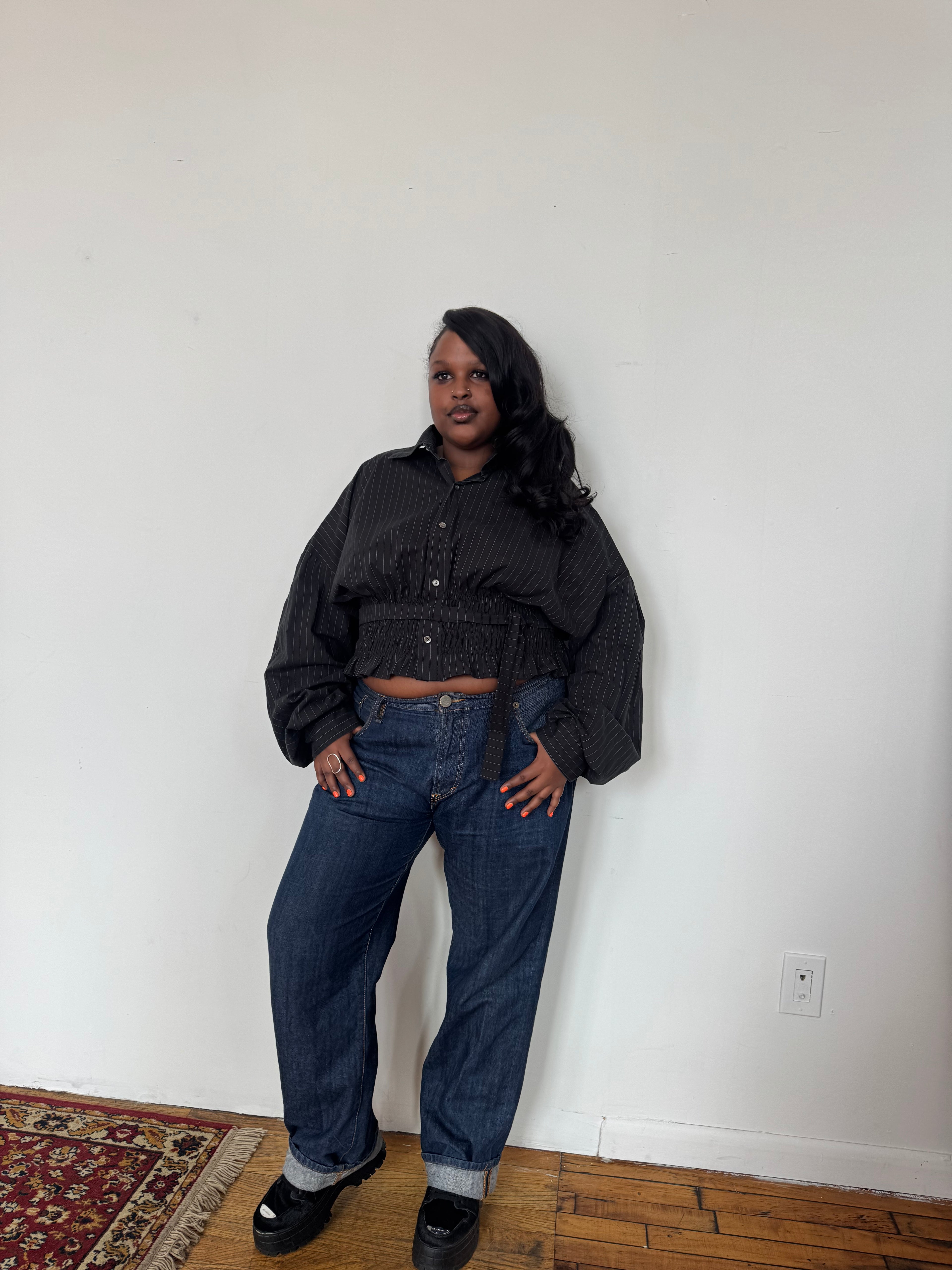 Marielle Top / Black Pinstripes 2X-3X