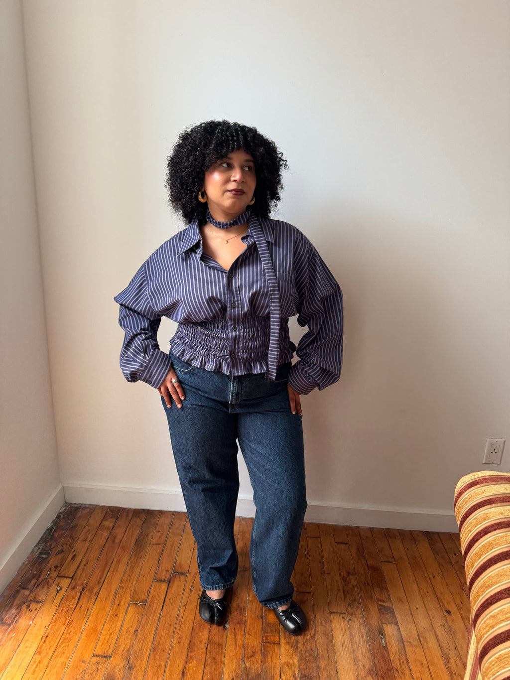 Marielle Top in Blue Stripes (L-XL)