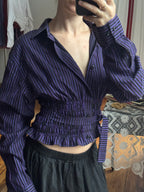 Marielle Top / Black & Purple Stripes (M)