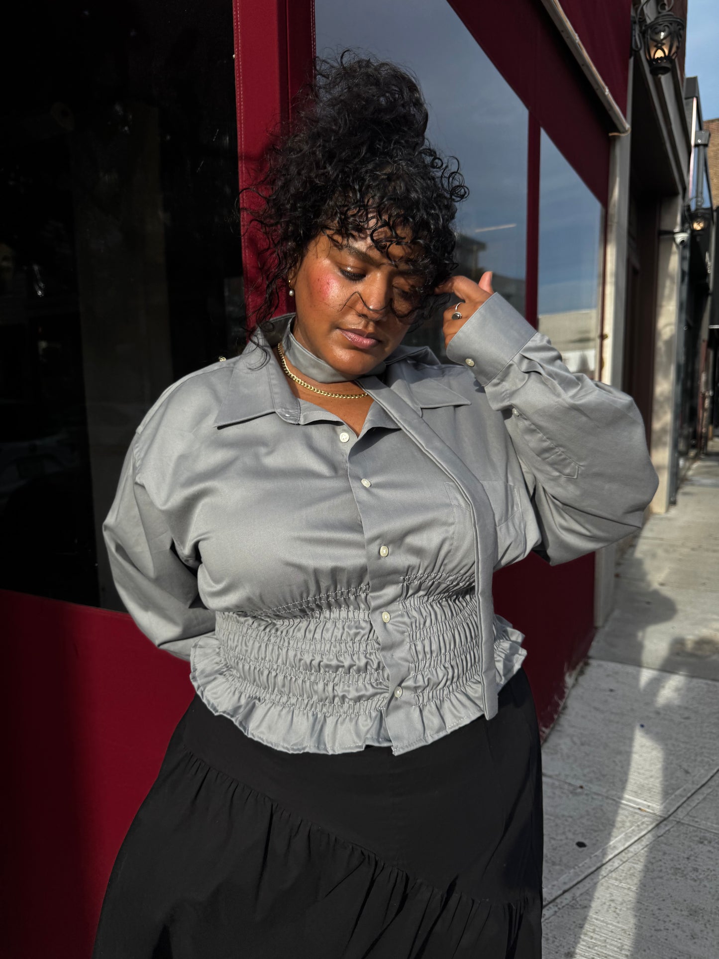 Marielle Top / Silvery Gray / 1X-2X