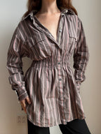 Elodie Top in Mousy Brown & Pink Stripes (L/XL)