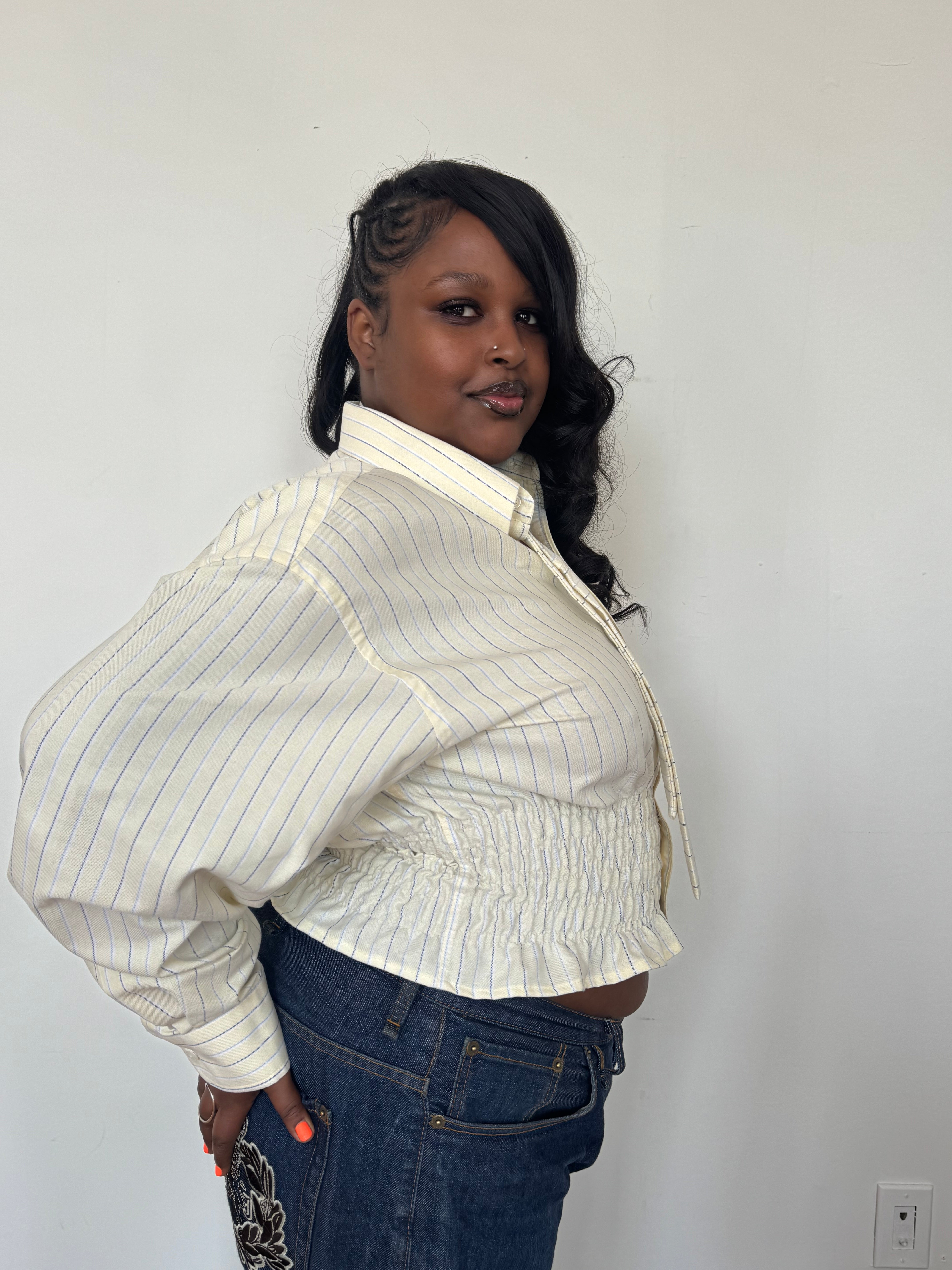 Marielle Top / Yellow & Blue Stripes XL-1X – LahMichella