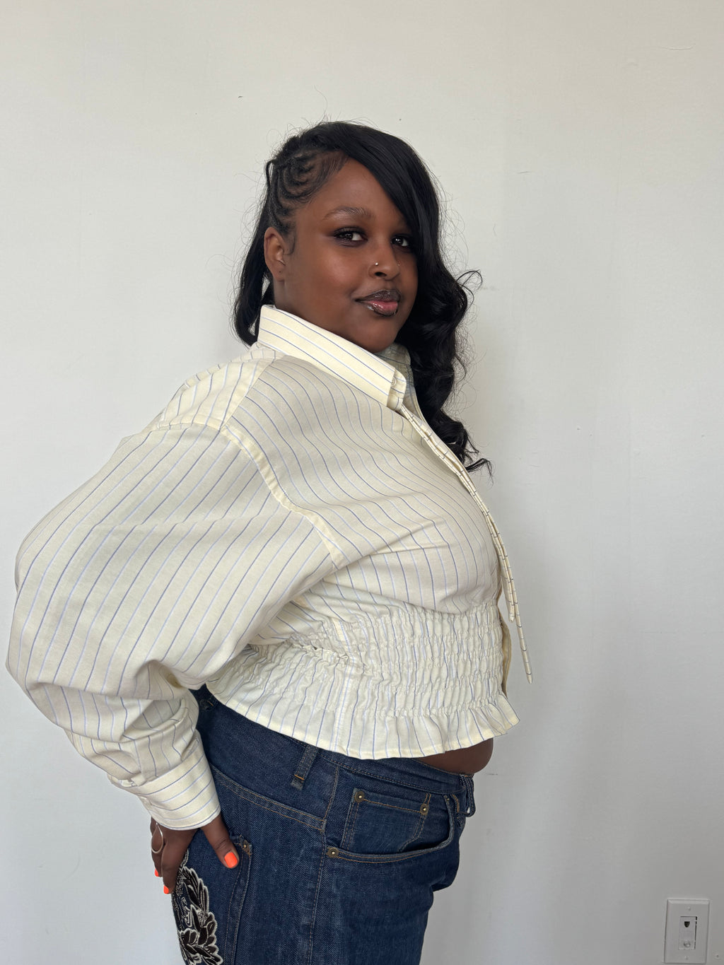 Marielle Top / Yellow & Blue Stripes XL-1X