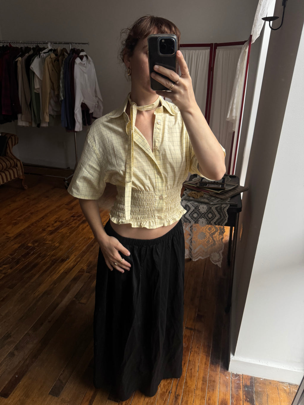 Marielle Top / Yellow Squares (S-M)