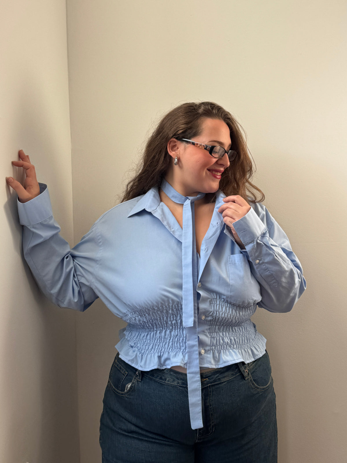 Marielle Top in BABY BLUE (XL-1X)