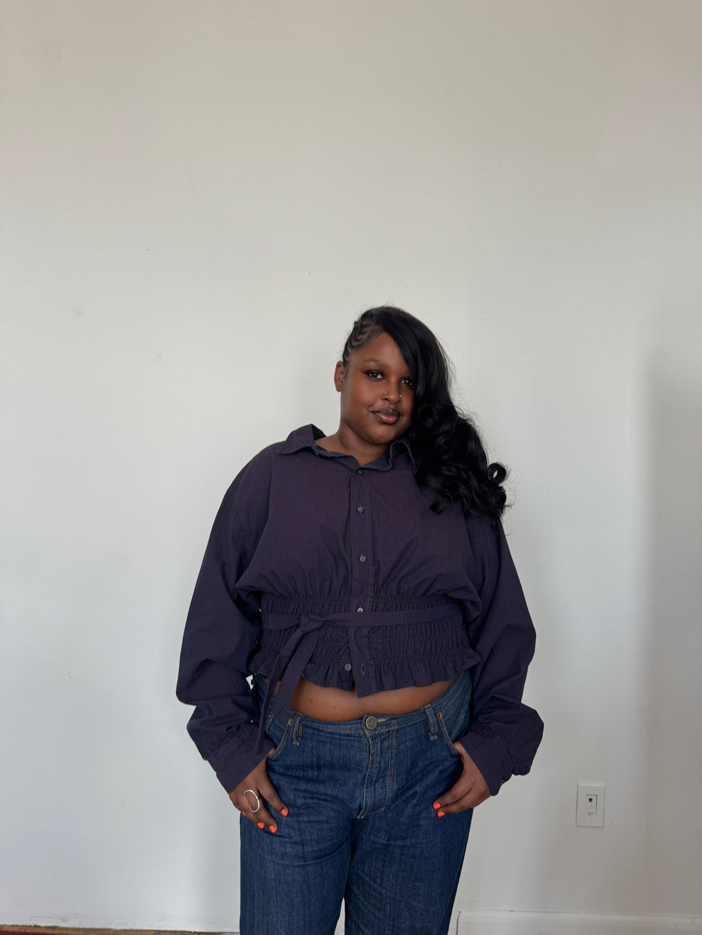 Marielle Top / Purple Check 1X-2X