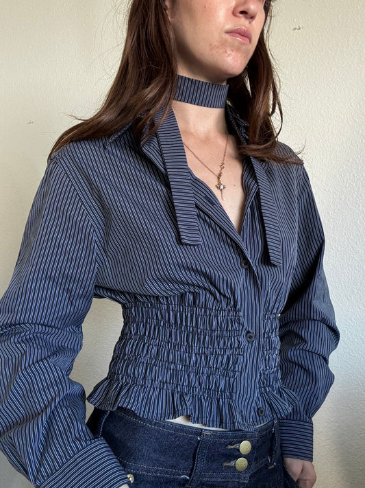 Marielle Top / Black & Gray Stripes