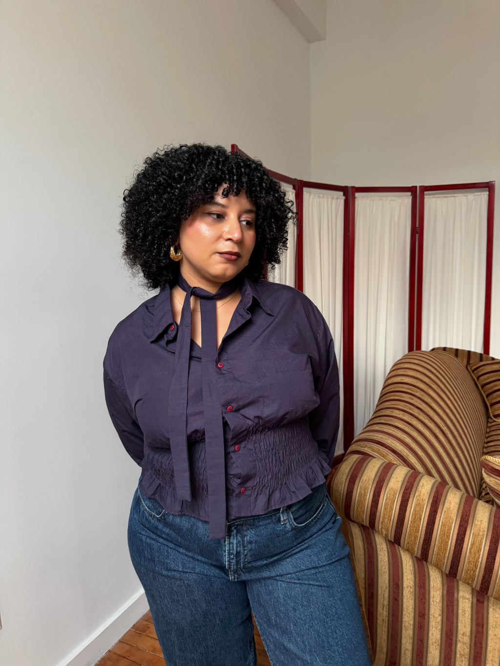 Marielle Top in Textured Purple (L-XL)
