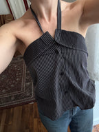The Camille Top / Black Pinstripes / Small-Medium