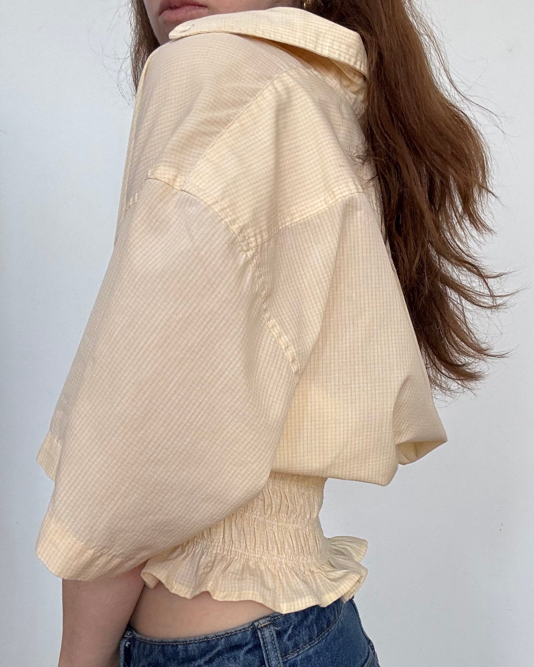 Marielle Top / Yellow Check Short Sleeves/ M-L