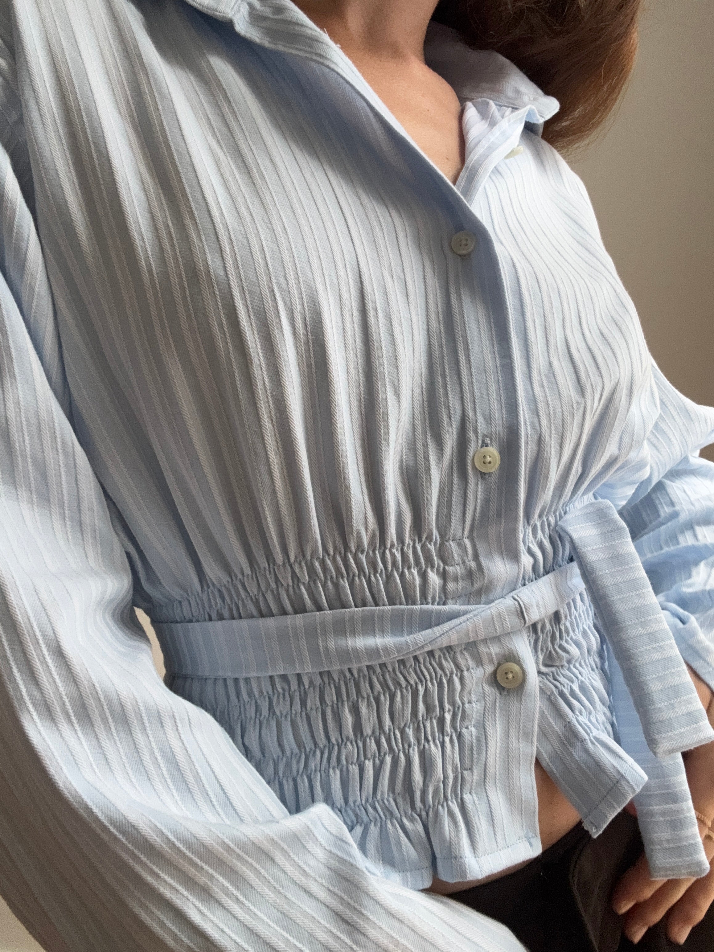 MARIELLE TOP in Ice Blue Stripes (S/M)