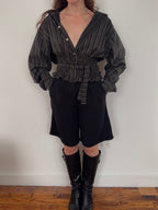 MARIELLE TOP in Gray, Brown & Olive Stripes (M-XL)