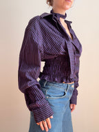 Marielle Top / Black & Purple Stripes (M)