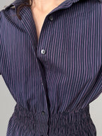 Marielle Top / Black & Purple Stripes M/L