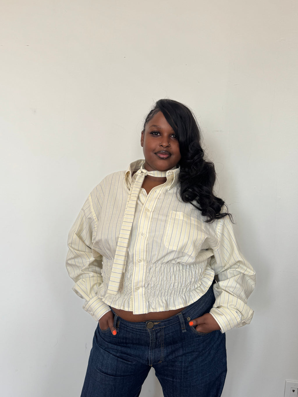 Marielle Top / Yellow & Blue Stripes XL-1X