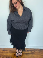 Marielle Top in BLACK & GRAY Stripes (1X-2X)