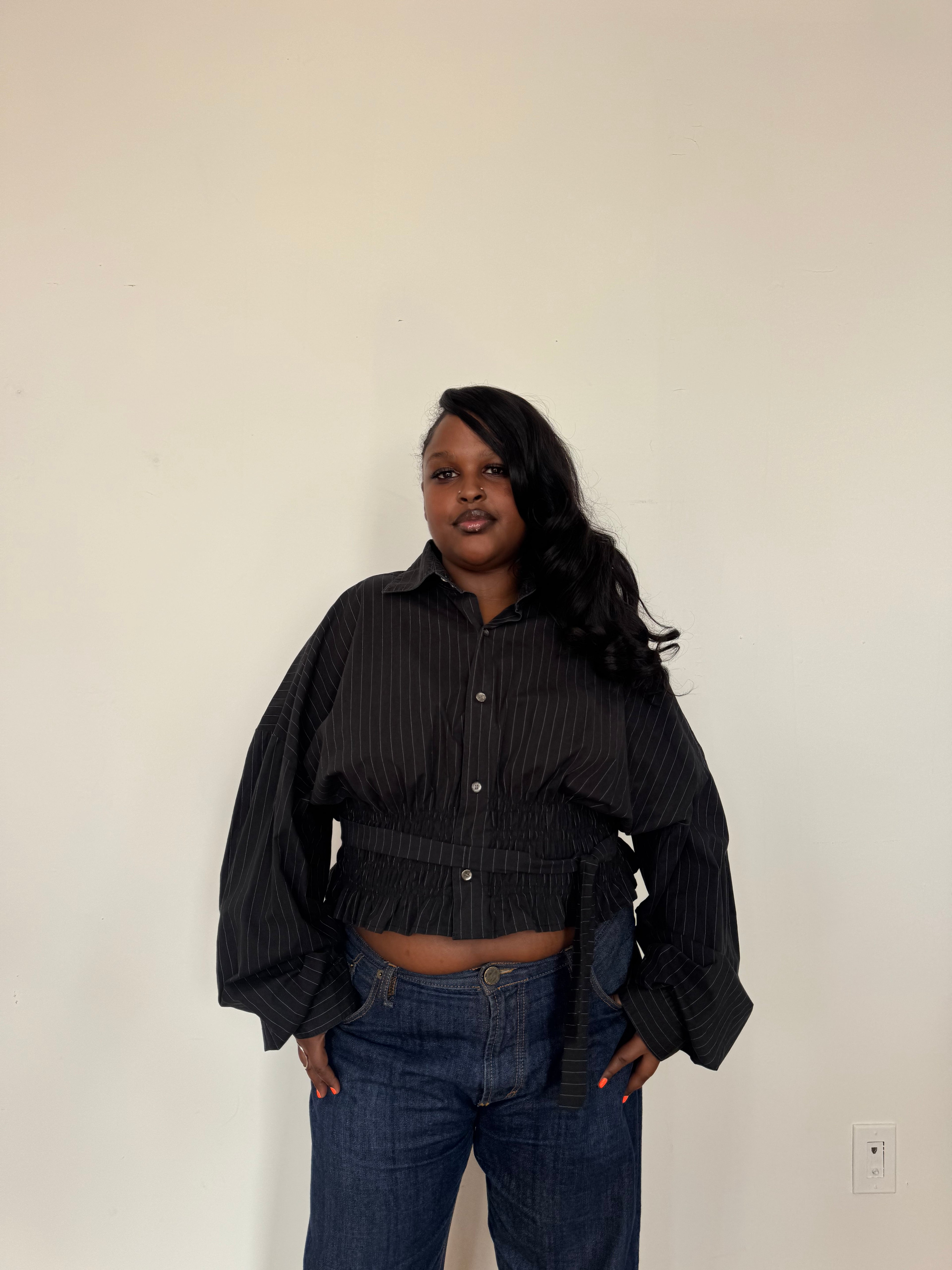 Marielle Top / Black Pinstripes 2X-3X