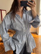 Elodie Top in French Blue Stripes (L/XL)