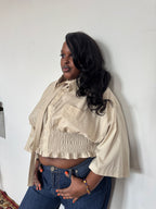 Marielle Top / Beige Short Sleeve 2X-3X