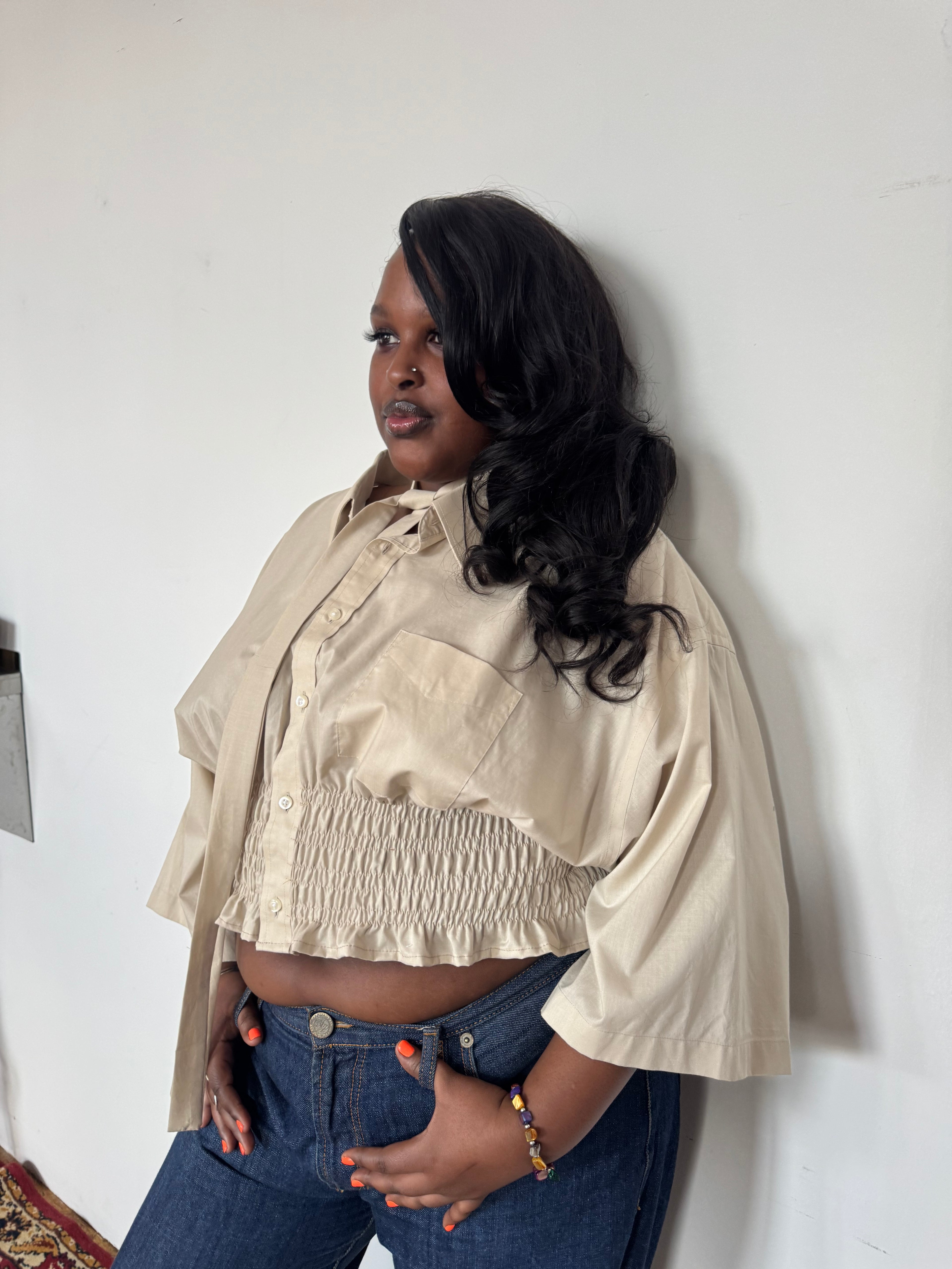 Marielle Top / Beige Short Sleeve 2X-3X