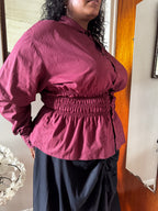 Marielle Top / Burgundy Polka Dots / XL- 1X