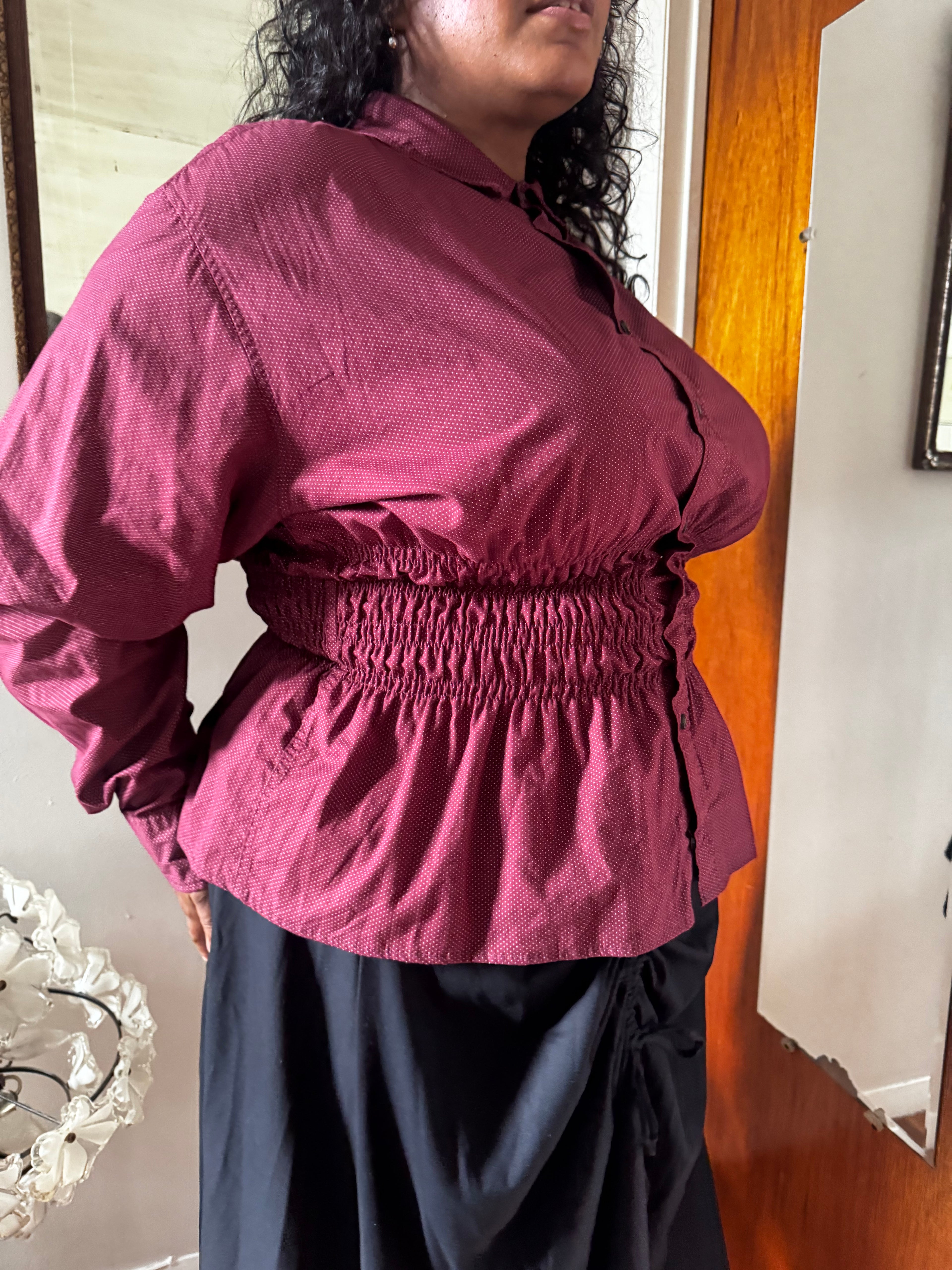 Marielle Top / Burgundy Polka Dots / XL- 1X