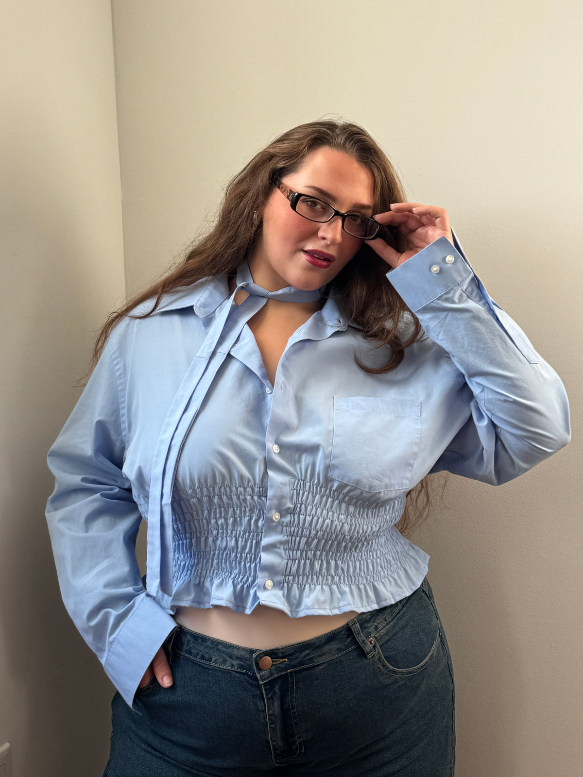 Marielle Top in BABY BLUE (XL-1X)