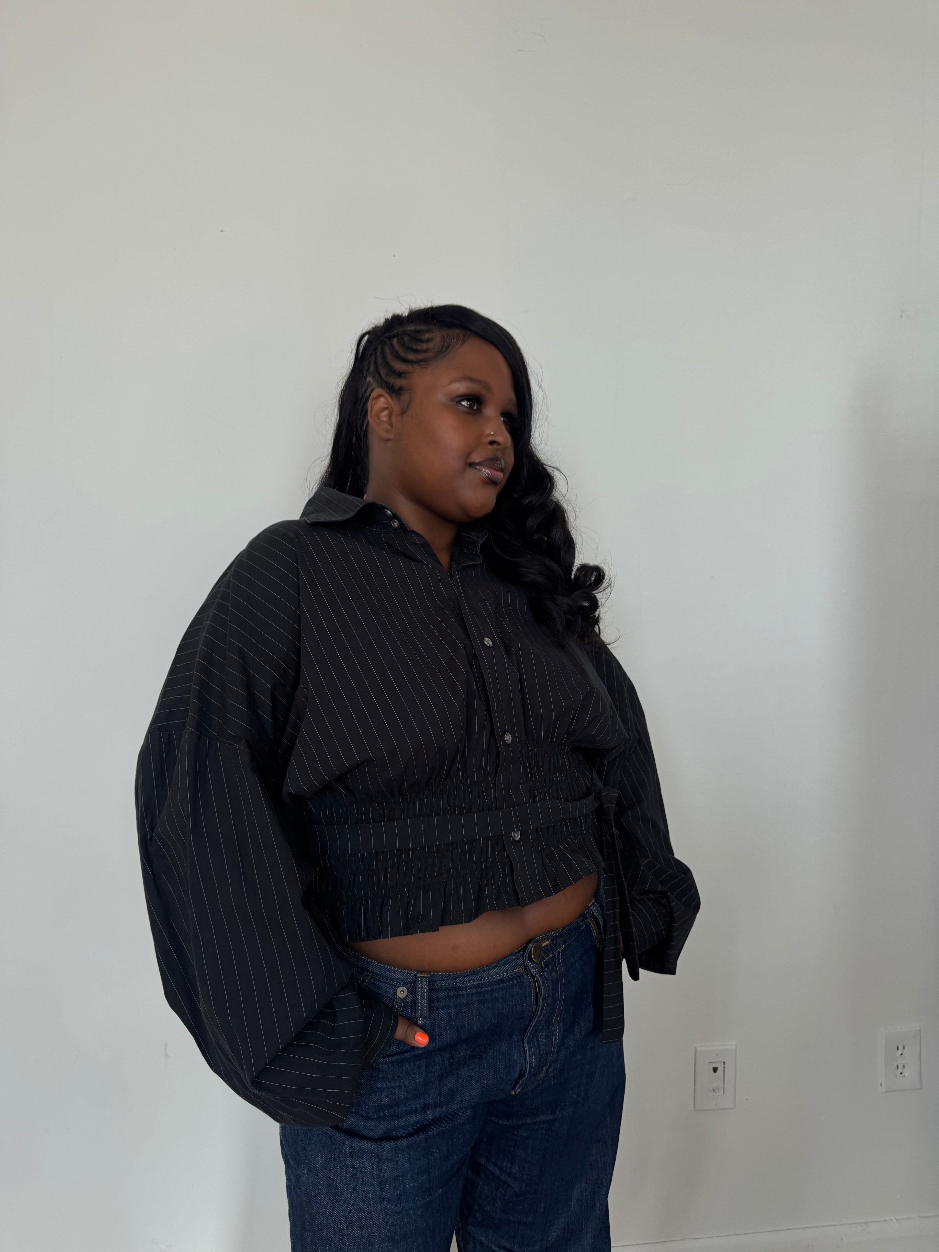 Marielle Top / Black Pinstripes 2X-3X