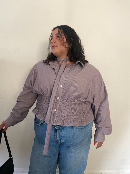 Marielle Top / Brown Stripes (Purple-ish)  / 2X-4X