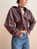 Marielle Top in Plum & Gold Stripes (M-L)
