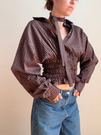Marielle Top in Plum & Gold Stripes (M-L)