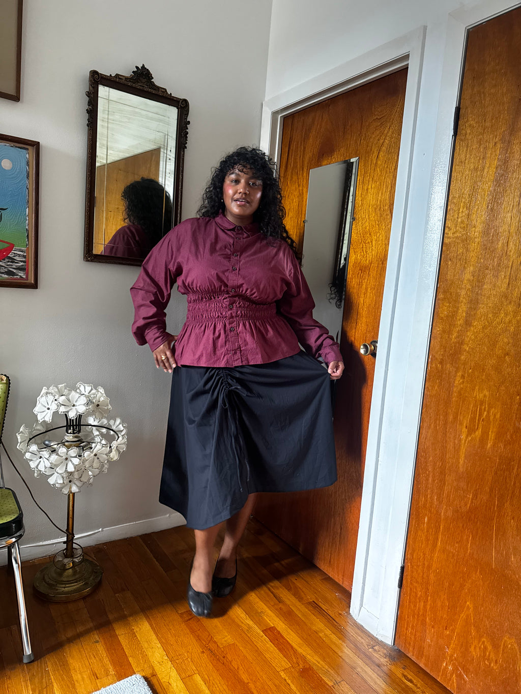 Marielle Top / Burgundy Polka Dots / XL- 1X